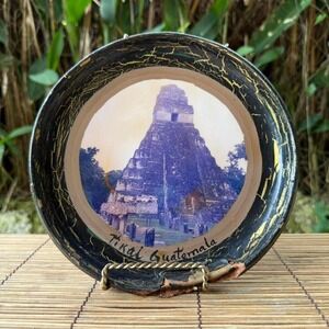 Vintage Tikal Guatemala Souvenir Plate 8" Maya‎ Ruins Wall Decor